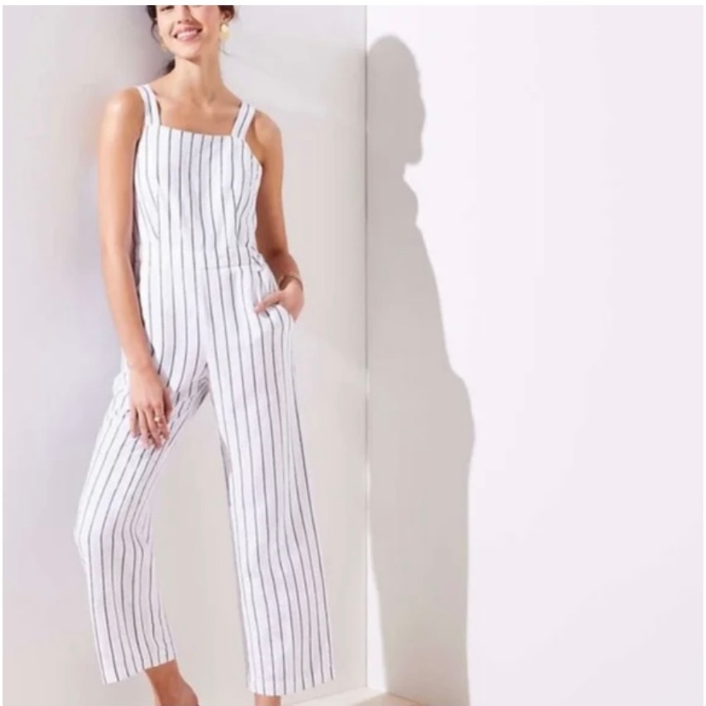 Loft Outlet Large White Black Stripe Jumpsuit Romper